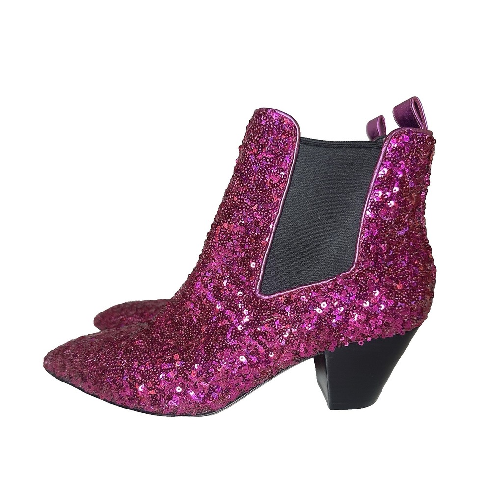 MARC JACOBS *RARE* Women's US 9 EU 39 Kim Pink Fuchsia Sequined Chelsea Booties